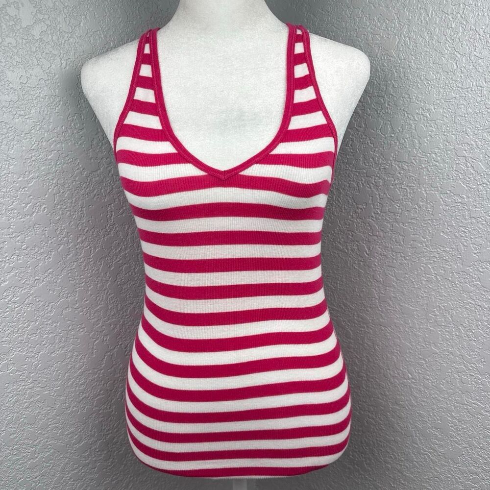 Hollister-co Women's Pink and White Vest
